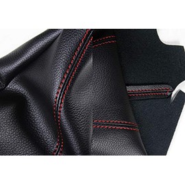 EPARTS 1 PVC Leather Red Stitch Gear Shift Knob Boot Cover + Type-R 6-Speed Shift Knob for Manual Trans Shifter