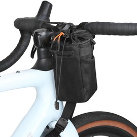 Rhinowalk Bike Water Bottle Holder Bag Cycling Bicycle Snack Bag Handlebar Bag Insulated Front Bag One-handed Access (Black)