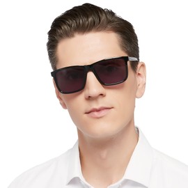 AEZUNI Large Reader Sunglasses Men 3.0 Full Lens Sun Reading Glasses Square UV Protection 1.00 1.50 2.00 2.50 3.00 3.50 (Not Bifocal, Black)