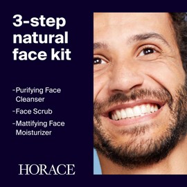 HORACE Face Kit for Men - Gift Set with Purifying Face Cleanser, Gentle Face Scrub, and Mattifying Face Moisturiser - Skincare Set for Cleansing and Hydrating