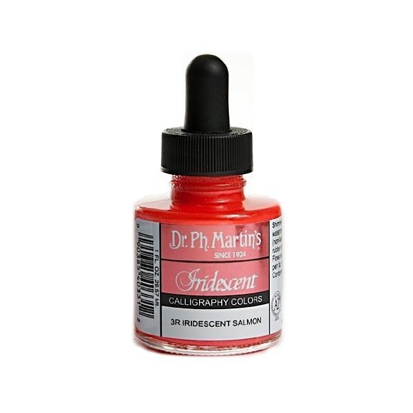 Dr. Ph. Martin's Calligraphy Color (3R) Ink Bottle, 1.0 oz, Iridescent Salmon
