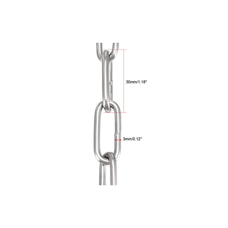 sourcing map Stainless Steel 304 Hardened Proof Coil Chain 1.5m