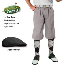 Golf Knickers Start-in-Style Traditional (Plus Fours) Outfit for Youth Taupe- Size S (24")