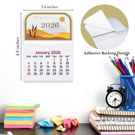 Mini Stick on Calendars 2026 Small Calendars Peel and Stick Calendar Adhesive Monthly Sticky Wall Calendars for Car Desk Wall Auto Truck Laptop Fridge Home Office School (4Pack)