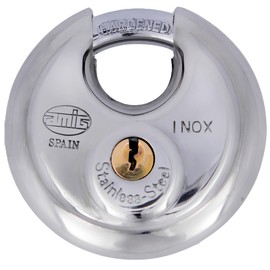 Amig - Model 350 Disc Padlock | Stainless Steel Anti-Rust | Waterproof & Outdoor Resistant | Includes 2 Keys | Suitable for Gates & Locks, Steel, 70 mm, Treated Stainless Steel