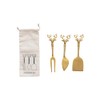 Creative Co-Op Reindeer Handle Brass Cheese Knives, Brass, Set of