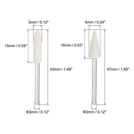 QUARKZMAN 3 mm 6 mm Wool Felt Mounted Tips Conical Conical Polishing Bits Cutter Polishing Wheels with 1/8 Inch Shank 48 Pieces