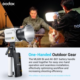 Godox ML60IIBi Bi-Color LED Video Light, 70W Handheld LED Light 2800K-6500K with Quiet Cooling Fan, Portable COB Continuous Output Lighting, 11 FX Effects 0-100% Brightness