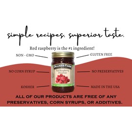 Dillman Farm All Natural Red Raspberry Preserves - Gluten-Free, Non-GMO, Vegan, Kosher, Preservative Free, Corn Syrup Free - Made in USA, 16oz (Pack of 6)