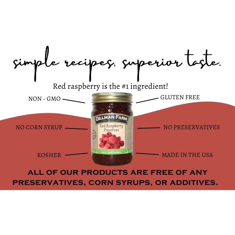 Dillman Farm All Natural Red Raspberry Preserves - Gluten-Free, Non-GMO,