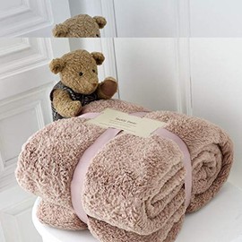 Teddy Fleece Throw Blanket Warm Soft Luxury Cuddly Sofa Bedspread Travel Throw (Mink (Beige), Single - 100 X 150cm)