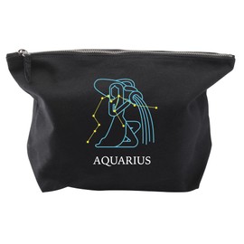 Makeup Bags for Women Aquarius Zodiac Gifts - Star Sign Horoscope Make Up Bag - Birthday Gifts, Best Friend, Wife, Girlfriend, Sister, Her - Printed Cosmetics Bag - Black-S