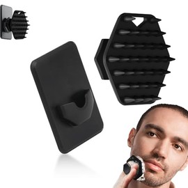 Cepillo facial hexagonal con gancho de silicona. El gancho de silicona permite guardar el cepillo después de la limpieza. Cepillo corporal(Black-1)