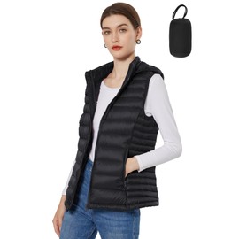 ROYAL MATRIX Women’s Down Vest Lightweight Packable Down Puffer Vest Warm Winter Puffy Vest with Hood (Black, S)
