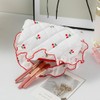 Quilted Travel Cosmetic Bag Organizer Stylish Cherry Print Makeup Pouch