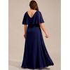 Ever-Pretty Plus Women's Ball Gown V-Neck A Line Chiffon Applique