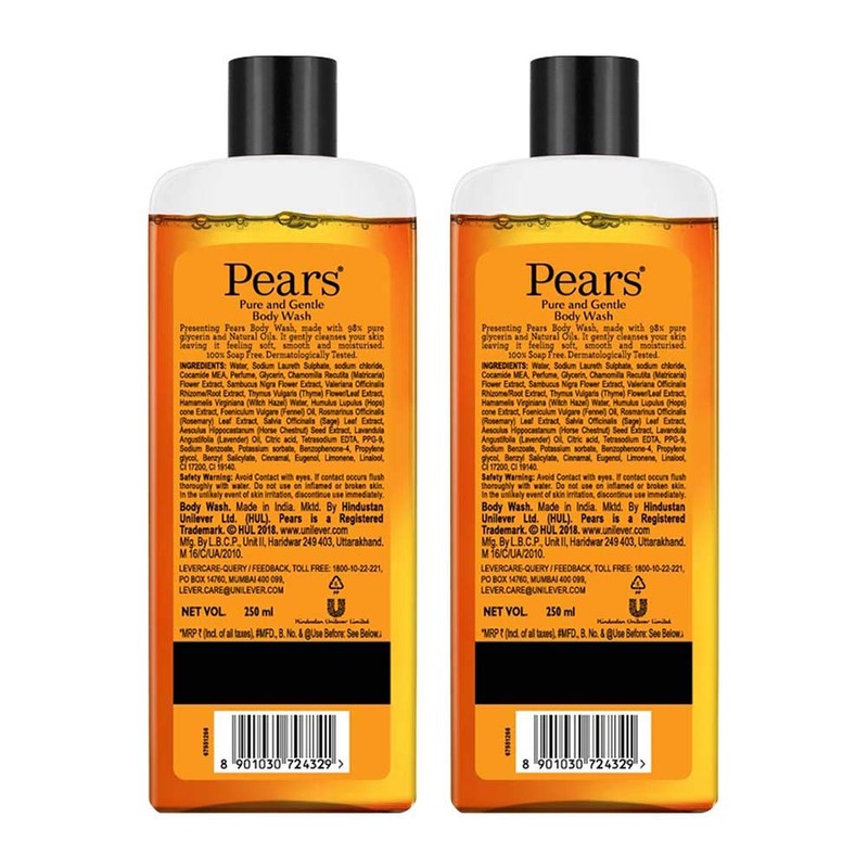 Pears Pure and Gentle Shower Gel, 250ml (Pack of 2)