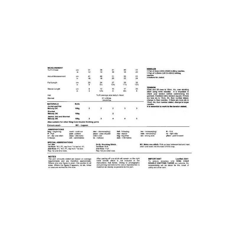 King Cole Baby Double Knitting Pattern Lace Effect Jacket Hat