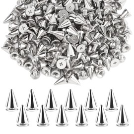 JSMTKJ 200 Pieces Punk Rivets, 7 x 10 cm Decorative Rivets Set, DIY Rivets for DIY Leather Crafts, Clothing, Bags, Shoes, Belts, Bracelets Decorations (Silver)