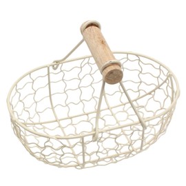 TOPBATHY Vintage Wire Basket Cream Metal Storage Basket for Fruits Vegetables and Bread Ideal Decorative Kitchen Organizer 18 X 12 X 6.5 Cm