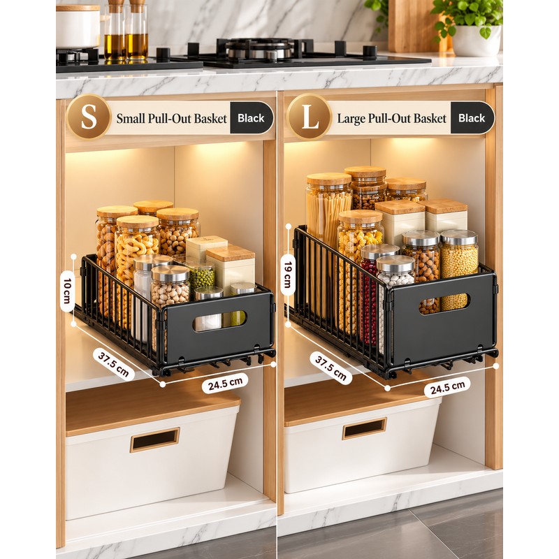 Pull-Out Cabinet Organizer for Kitchen and Under-Sink Storage – Metal