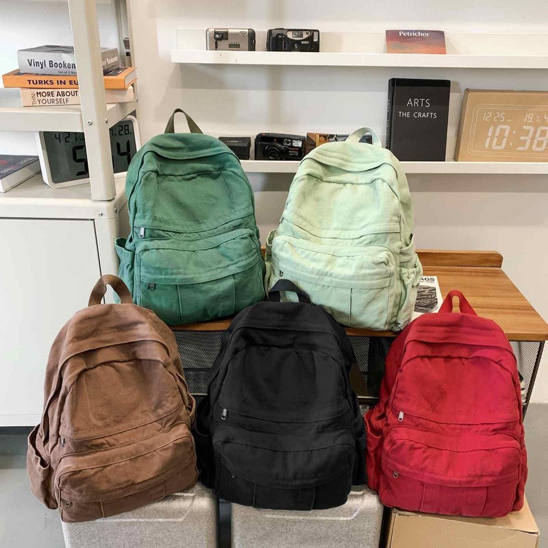 GAMLFL Military Green Canvas Backpack for Women & Men Retro