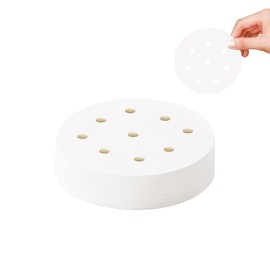 400-Count 4-Inch Mini Perforated Parchment Paper Sheets, Disposable Bamboo Steamer Liners for Dumplings, Buns, Dim Sum, Air Fryer & Microwave Safe, Non-Stick Food-Grade Cooking Sheets