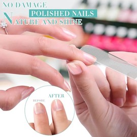 Glass Nail File - 2PC Upgrade Glass Nail Shiner for Natural Nails Nano Nail Buffers Crystal Polisher with Case, Professional Manicure Tools Kit for Ac