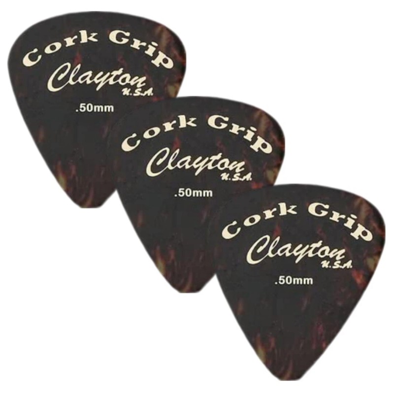 Clayton Cork Grip Standard Guitar Pick 3 Pack .50 mm