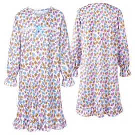 Ficlwigkis 10 Pcs Old Lady Costume for Girls Kids,100 Days of School Costume for Girls Grandma Costume with Wig Cardigan (Floral Print 1, XXL)