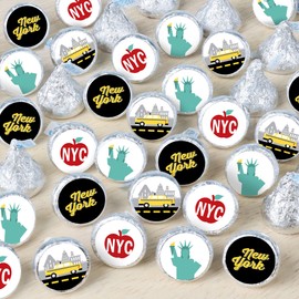 Big Dot of Happiness NYC Cityscape - New York City Party Small Round Candy Stickers - Party Favor Labels - 324 Count