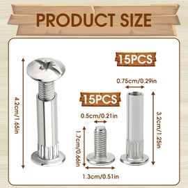 Pack of 30 Connection Screws Furniture Screws Cabinet Furniture Connector M6 Cabinet Connector (15 x Furniture Screws, 15 x Sleeve Screws) Furniture Connector Sleeve Nut for Furniture Cabinets Wooden