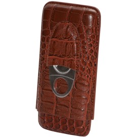 Cigar Boulevard Crocodile Brown Cigar Travel Leather Case 3 Fingers plus Include