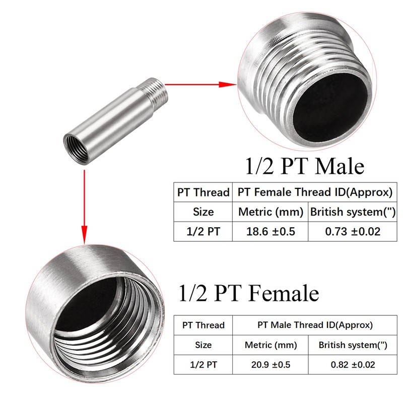 OFOWIN Shower Head Extension Arm Stainless Steel, 1/2 PT Male