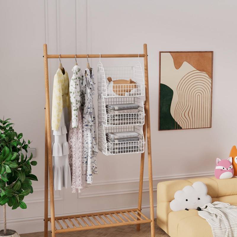 PUPPYCUTE Hanging Closet Organizer and Storage, Clothes Hanging Shelves Wire