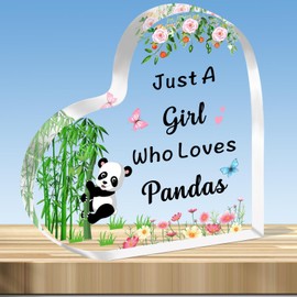 JMIMO Panda Gifts for Girls Cut Panda Acrylic Plaque Just A Girl Who Loves Pandas