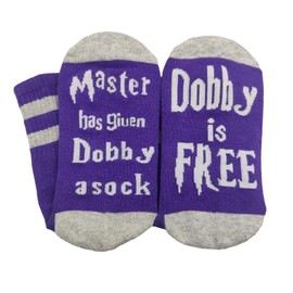 Inmeilifus Novelty Dobby Socks Funny Cotton Knitted Sox Cute Christmas Gift Stocking Stuffers (Purple)