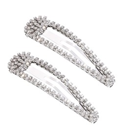 SLFYEE Pack of 2 Snap Hair Clips Women's Hair Pins Glitter Hair Clips Silver Hair Snap Clips for Women Girls Wedding Bridesmaid