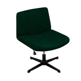 Lussenwert Velvet Armless Chair Cover Criss Cross Chair Cover Armless Office Desk Chair Slipcover Modern Mid Back Accent Chair Cover Washable Removable Chair Protector Without Arms Dark Green