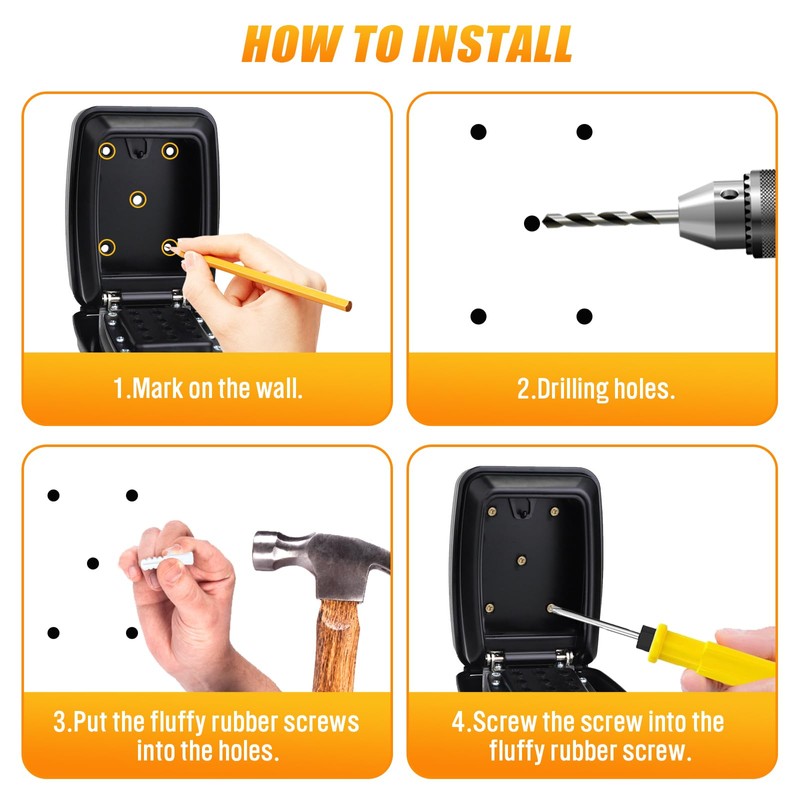 MEETOZ Lock Key Safe Wall Mounted, Waterproof Police Approved Lockbox,