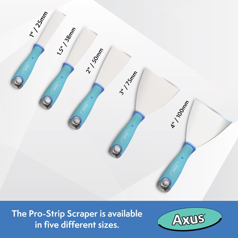 Axus Decor AXU/SCRB15 Pro-Strip Stainless Steel HD Scraper, Blue, 1.5"