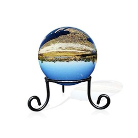 EcoRise Black Iron Ball Stand - Gazing Globe Stand for Balls, Sphere Holder Wrought Iron Display Stand, Crystal Ball Stand, Glass Bowl Ring Metal Egg Stands (3.5" Diameter X 2" Tall)