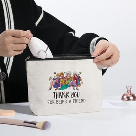 Golden Inspired Makeup Bag Golden TV Show Fans Gifts for Women Travel Toiletry Makeup Organizer Zipper Pouch Birthday Gift for Friend BFF Girls Thank You for Being A Friend