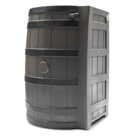 Rain Wizard 50 Gallon Rain Barrel with Darkened Ribs - Oak