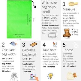 Drawstring Bag with Toggle - Nylon Cinch and Ditty Pouch (Green, 10 x 15 Inch)