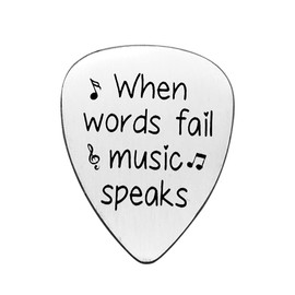 Gifts for Boyfriend Husband Fiance Anniversary Guitar Pick Gifts for Him When Words Fail Music Speaks Guitar Pick Valentines Day Christmas Birthday Gifts Music Gifts for Musicians Men Women