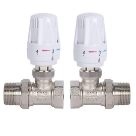 Temperature Control Valves G1/2" Thermostatic Valve Automatic Standard Radiator Lockshield Valve for Water - 2PCS(DN15B Thermostatic Valve + Warm Pack)