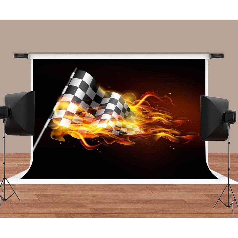 Racing Car Backdrop Flame Black Photography Background MEETSIOY 7x5ft Themed