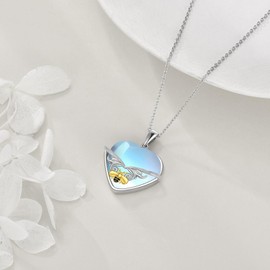 YAFEINI Moonstone Necklace Sterling Silver Bee Dolphin Celtic Knot Pendant Necklace Animal Necklace Jewellery Gift Women, Sterling Silver, M