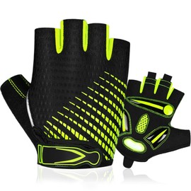 BTNEEU Fingerless Cycling Gloves with Gel Half Finger Cycling Gloves for Men and Women, Breathable Non-Slip Road Bike Gloves Men for Mountain Bike Training Fitness Sports (Green, S)